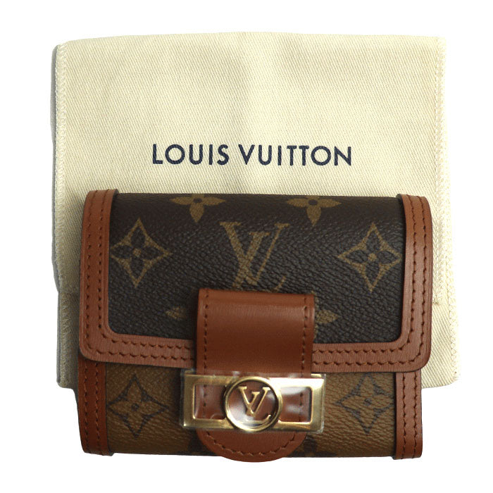 LOUIS VUITTON ルイ・ヴィトン ポルトフォイユドーフィーヌ コンパクト 三つ折り財布 モノグラムリバース ブラウン M68725 ICチップ レディース【未使用】【買取品】