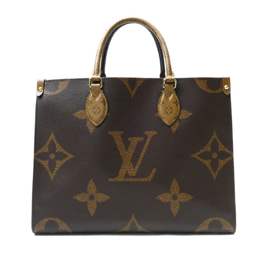 LOUIS VUITTON ルイ・ヴィトン オンザゴーMM トートバッグ モノグラムジャイアントリバース ブラウン M45321 ICチップ レディース【中古】