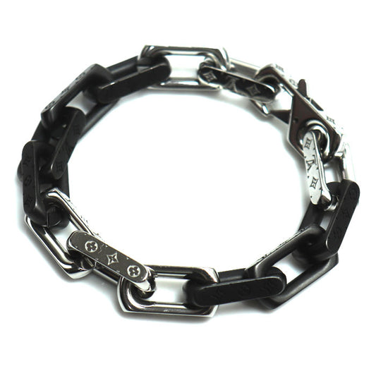 LOUIS VUITTON ルイ・ヴィトン ステンレススチール モノグラム チェーン ブレスレット M00686 LE4264 M メンズ【中古】