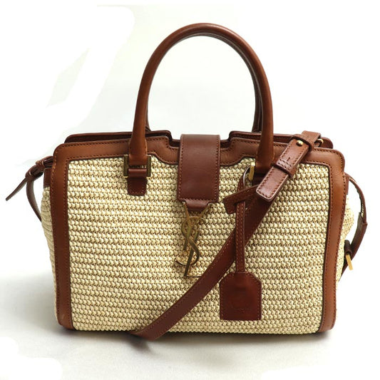 SAINT LAURENT PARIS サンローランパリ ベイビーカバス ストロー 2Wayショルダーバッグ ベージュ ブラウン 424868 レディース【中古】