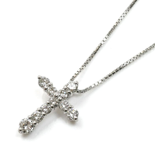 Pt900/850 クロス ダイヤ ネックレス ダイヤモンド1.00ct 6.8g 42cm レディース【中古】