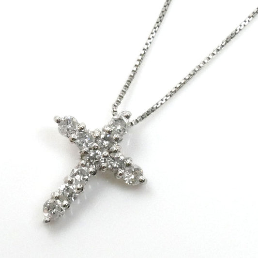 Pt900/850 クロス ダイヤ ネックレス ダイヤモンド0.26ct 1.9g 40cm レディース【中古】