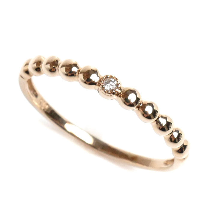 K10PG ピンクゴールド ダイヤ リング・指輪 ダイヤモンド 10.5号 0.8g レディース【中古】