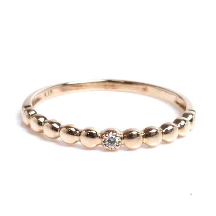 K10PG ピンクゴールド ダイヤ リング・指輪 ダイヤモンド 10.5号 0.8g レディース【中古】