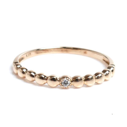 K10PG ピンクゴールド ダイヤ リング・指輪 ダイヤモンド 10.5号 0.8g レディース【中古】