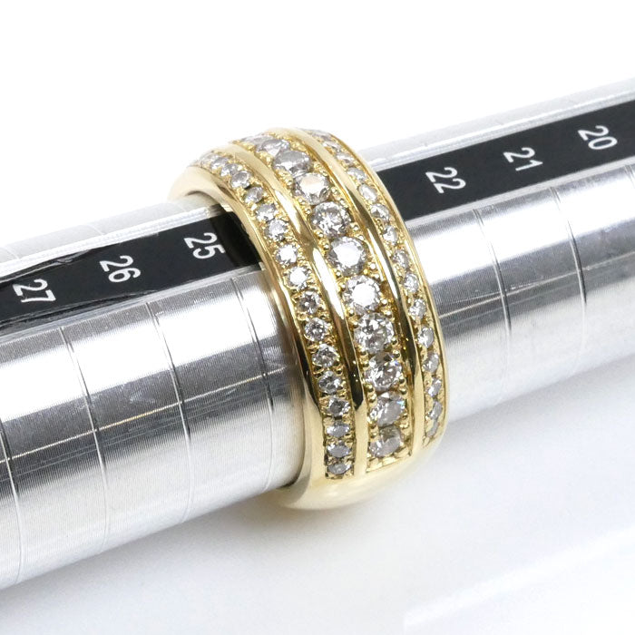 K18YG イエローゴールド ダイヤ リング・指輪 ダイヤモンド2.278ct 23.5号 26.1g メンズ【中古】【美品】