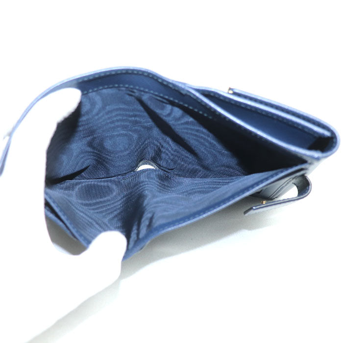 Salvatore Ferragamo サルヴァトーレフェラガモ ガンチーニ 二つ折り財布 ネイビー 224639 レディース【中古】