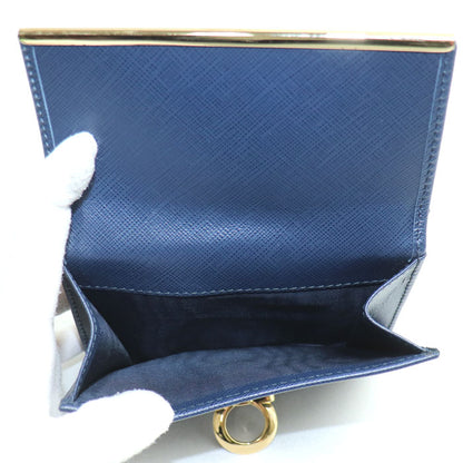 Salvatore Ferragamo サルヴァトーレフェラガモ ガンチーニ 二つ折り財布 ネイビー 224639 レディース【中古】