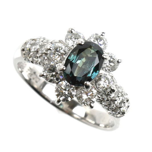 Pt900プラチナ リング・指輪 アレキサンドライト0.83ct ダイヤモンド1.31ct 15号 7.0g レディース【中古】【美品】