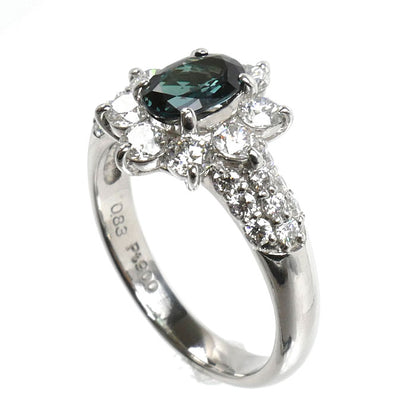 Pt900プラチナ リング・指輪 アレキサンドライト0.83ct ダイヤモンド1.31ct 15号 7.0g レディース【中古】【美品】