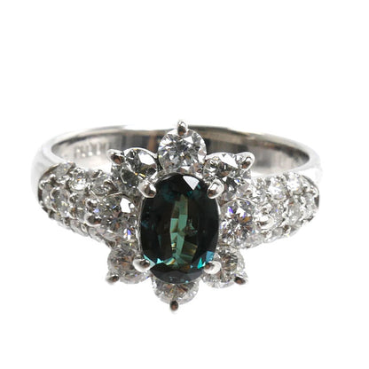 Pt900プラチナ リング・指輪 アレキサンドライト0.83ct ダイヤモンド1.31ct 15号 7.0g レディース【中古】【美品】