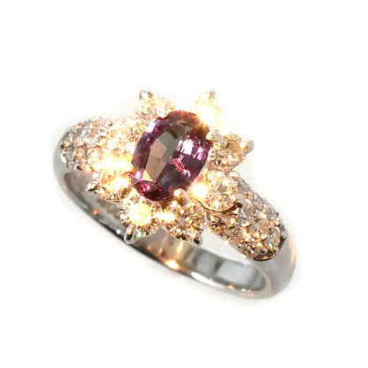 Pt900プラチナ リング・指輪 アレキサンドライト0.83ct ダイヤモンド1.31ct 15号 7.0g レディース【中古】【美品】