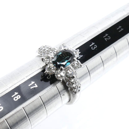 Pt900プラチナ リング・指輪 アレキサンドライト0.83ct ダイヤモンド1.31ct 15号 7.0g レディース【中古】【美品】