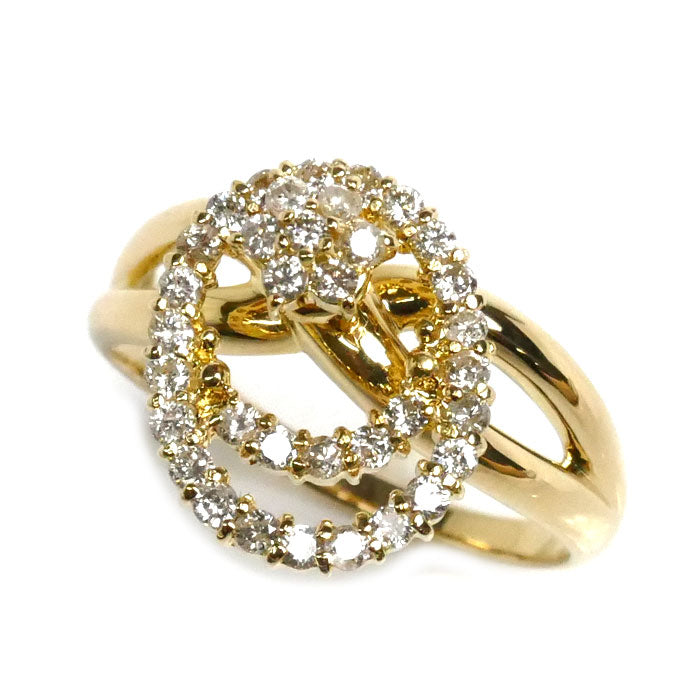 K18YG イエローゴールド リング・指輪 ダイヤモンド0.50ct 15号 4.3g スイング レディース【中古】