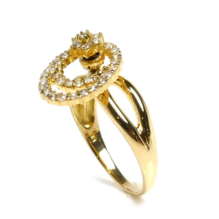 K18YG イエローゴールド リング・指輪 ダイヤモンド0.50ct 15号 4.3g スイング レディース【中古】