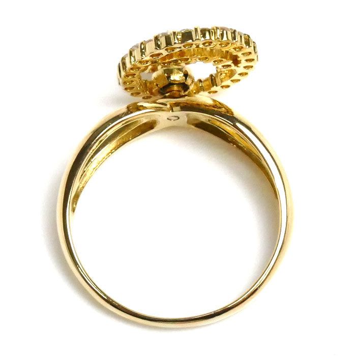 K18YG イエローゴールド リング・指輪 ダイヤモンド0.50ct 15号 4.3g スイング レディース【中古】