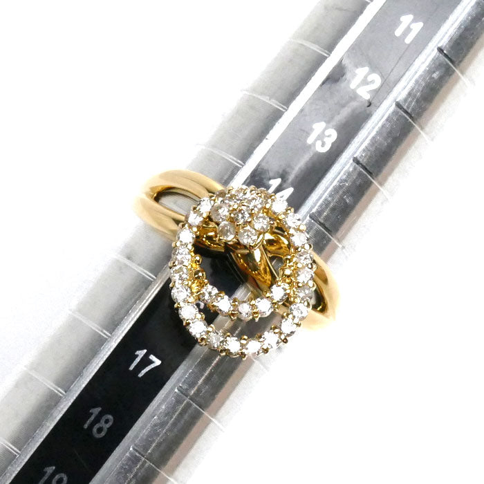 K18YG イエローゴールド リング・指輪 ダイヤモンド0.50ct 15号 4.3g スイング レディース【中古】