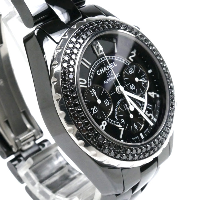 CHANEL シャネル J12 クロノグラフ ブラックダイヤベゼル 腕時計 自動