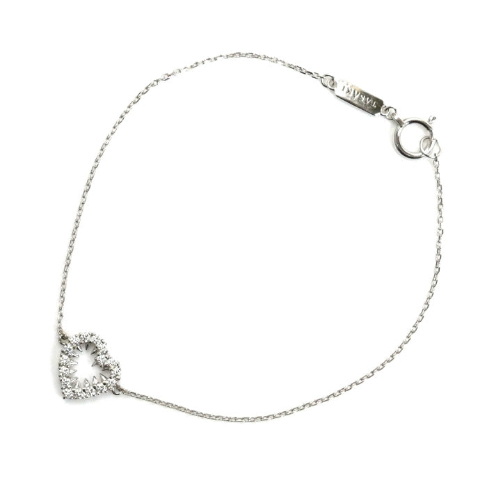 TASAKI タサキ K18WG ホワイトゴールド デインジャーハート ブレスレット ダイヤモンド0.12ct 1.4g 16.5cm レディース【中古】