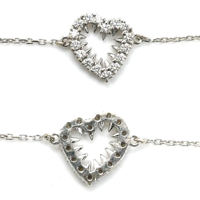 TASAKI タサキ K18WG ホワイトゴールド デインジャーハート ブレスレット ダイヤモンド0.12ct 1.4g 16.5cm レディース【中古】
