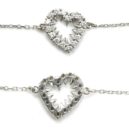 TASAKI タサキ K18WG ホワイトゴールド デインジャーハート ブレスレット ダイヤモンド0.12ct 1.4g 16.5cm レディース【中古】