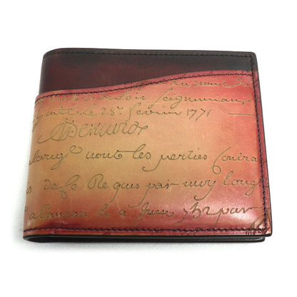 Berluti ベルルッティ マコレ スリム スクリット カリグラフィ 二つ折り財布 ブラウン メンズ【中古】