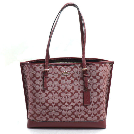 COACH コーチ モリートート シグネチャー シャンブレー トートバッグ ワインレッド CH227 レディース【中古】