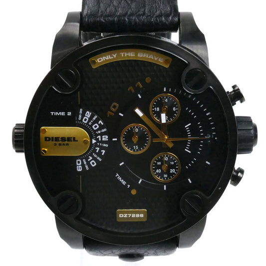 DIESEL ディーゼル ダブルタイム クロノ 腕時計 電池式 DZ-7286 メンズ【中古】