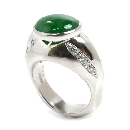 Pt900プラチナ ヒスイ リング・指輪 翡翠4.27ct ダイヤモンド0.34ct 12号 22.2g レディース【中古】