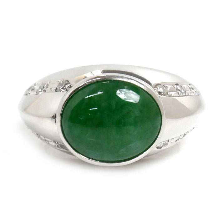 Pt900プラチナ ヒスイ リング・指輪 翡翠4.27ct ダイヤモンド0.34ct 12号 22.2g レディース【中古】
