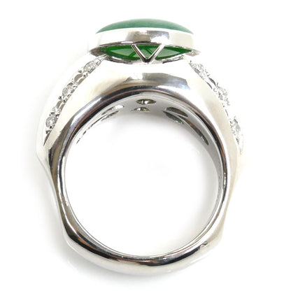 Pt900プラチナ ヒスイ リング・指輪 翡翠4.27ct ダイヤモンド0.34ct 12号 22.2g レディース【中古】
