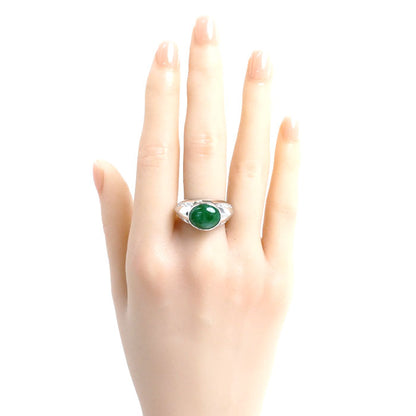 Pt900プラチナ ヒスイ リング・指輪 翡翠4.27ct ダイヤモンド0.34ct 12号 22.2g レディース【中古】