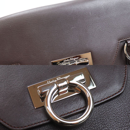 Salvatore Ferragamo サルヴァトーレフェラガモ ガンチーニ ハンドバッグ ダークブラウン DY-21 レディース【中古】