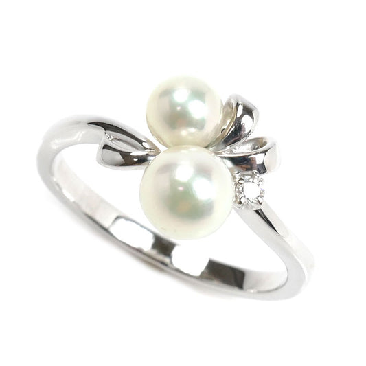 MIKIMOTO ミキモト K18WG ホワイトゴールド リング・指輪 パール約4.6~5.6mm ダイヤモンド 11号 3.1g レディース【中古】【美品】