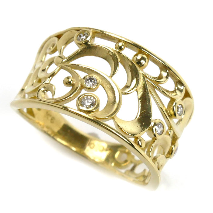 K18YG イエローゴールド リング・指輪 ダイヤモンド0.07ct 10号 3.0g レディース【中古】