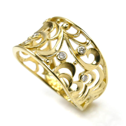 K18YG イエローゴールド リング・指輪 ダイヤモンド0.07ct 10号 3.0g レディース【中古】