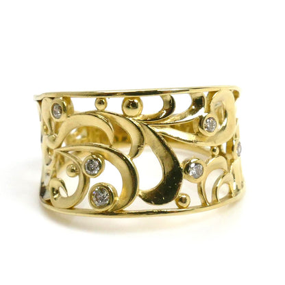 K18YG イエローゴールド リング・指輪 ダイヤモンド0.07ct 10号 3.0g レディース【中古】