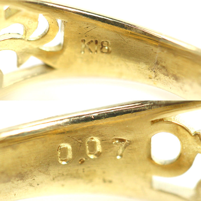 K18YG イエローゴールド リング・指輪 ダイヤモンド0.07ct 10号 3.0g レディース【中古】