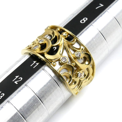 K18YG イエローゴールド リング・指輪 ダイヤモンド0.07ct 10号 3.0g レディース【中古】