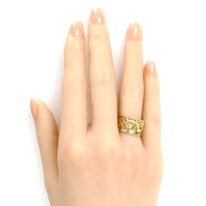 K18YG イエローゴールド リング・指輪 ダイヤモンド0.07ct 10号 3.0g レディース【中古】