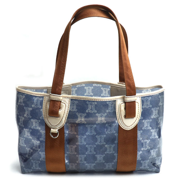 CELINE セリーヌ マカダム ビニール トート トートバッグ ブルー ブラウン レディース【中古】