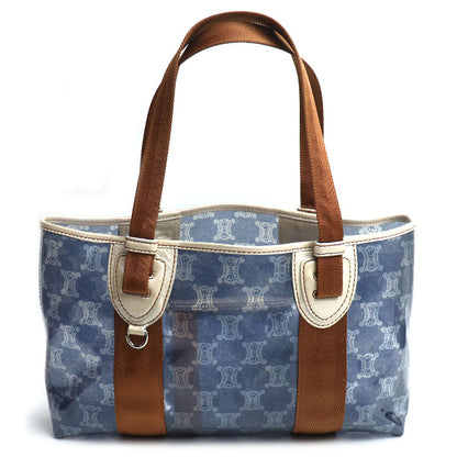 CELINE セリーヌ マカダム ビニール トート トートバッグ ブルー ブラウン レディース【中古】