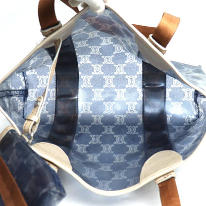 CELINE セリーヌ マカダム ビニール トート トートバッグ ブルー ブラウン レディース【中古】