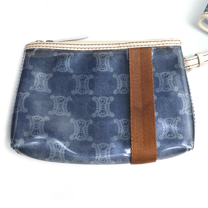 CELINE セリーヌ マカダム ビニール トート トートバッグ ブルー ブラウン レディース【中古】