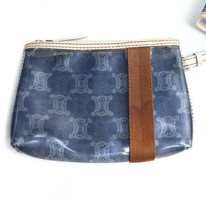 CELINE セリーヌ マカダム ビニール トート トートバッグ ブルー ブラウン レディース【中古】