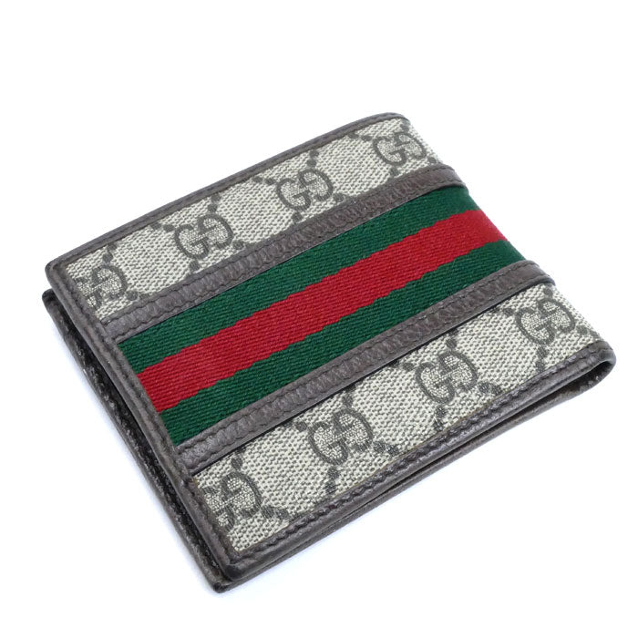 GUCCI グッチ オフィディア GG コインウォレット 二つ折り財布 ベージュ/エボニー 597609 96IWT 8745 メンズ【中古】