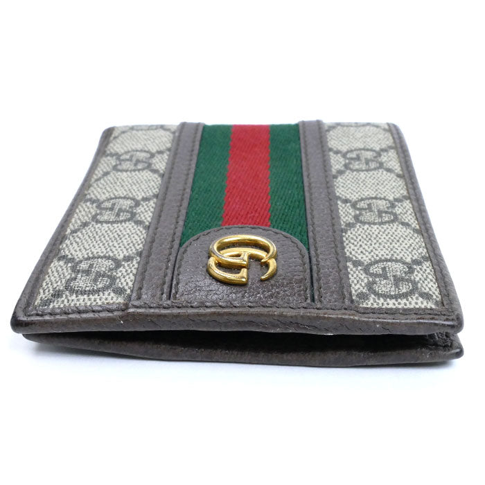GUCCI グッチ オフィディア GG コインウォレット 二つ折り財布 ベージュ/エボニー 597609 96IWT 8745 メンズ【中古】