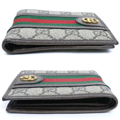 GUCCI グッチ オフィディア GG コインウォレット 二つ折り財布 ベージュ/エボニー 597609 96IWT 8745 メンズ【中古】