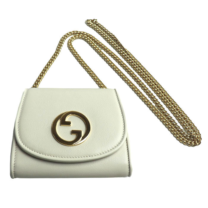 GUCCI グッチ インターロッキングG ブロンディ ミディアム チェーンウォレット ショルダーバッグ ホワイト 725219 レディース【未使用】【買取品】