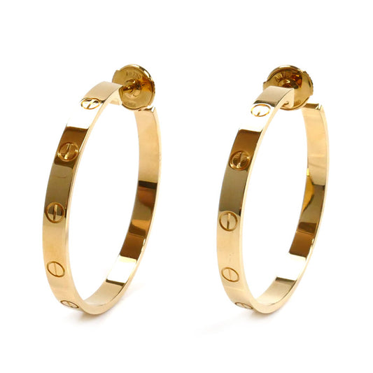 CARTIER カルティエ K18YG イエローゴールド ラブ フープ ラージ ピアス B8028200 13.8g レディース【中古】【美品】